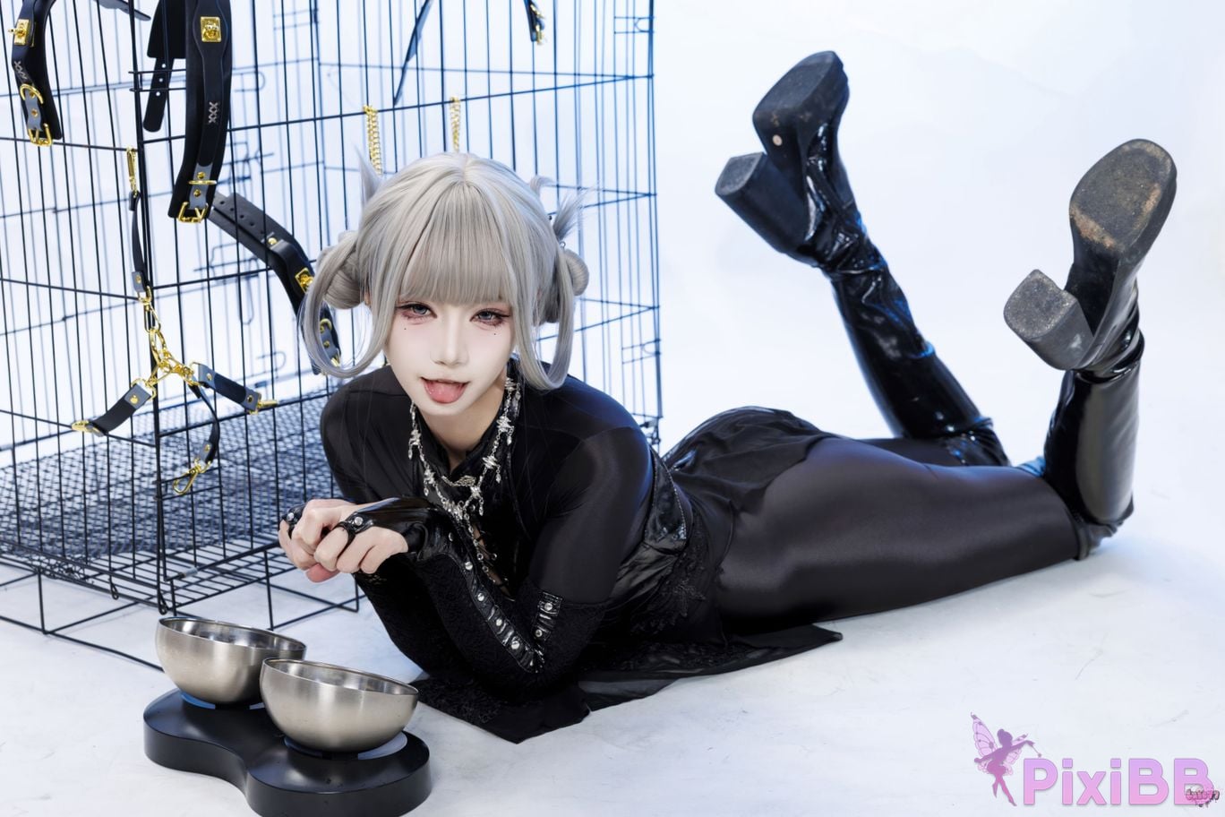 Cosplayer Qiqi be good Black smoke cheongsam PixiBB.COM 041