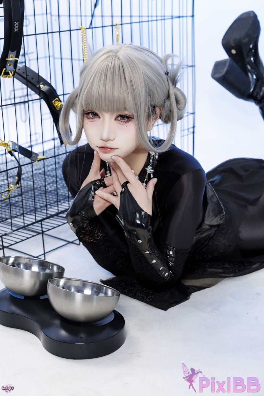 Cosplayer Qiqi be good Black smoke cheongsam PixiBB.COM 044