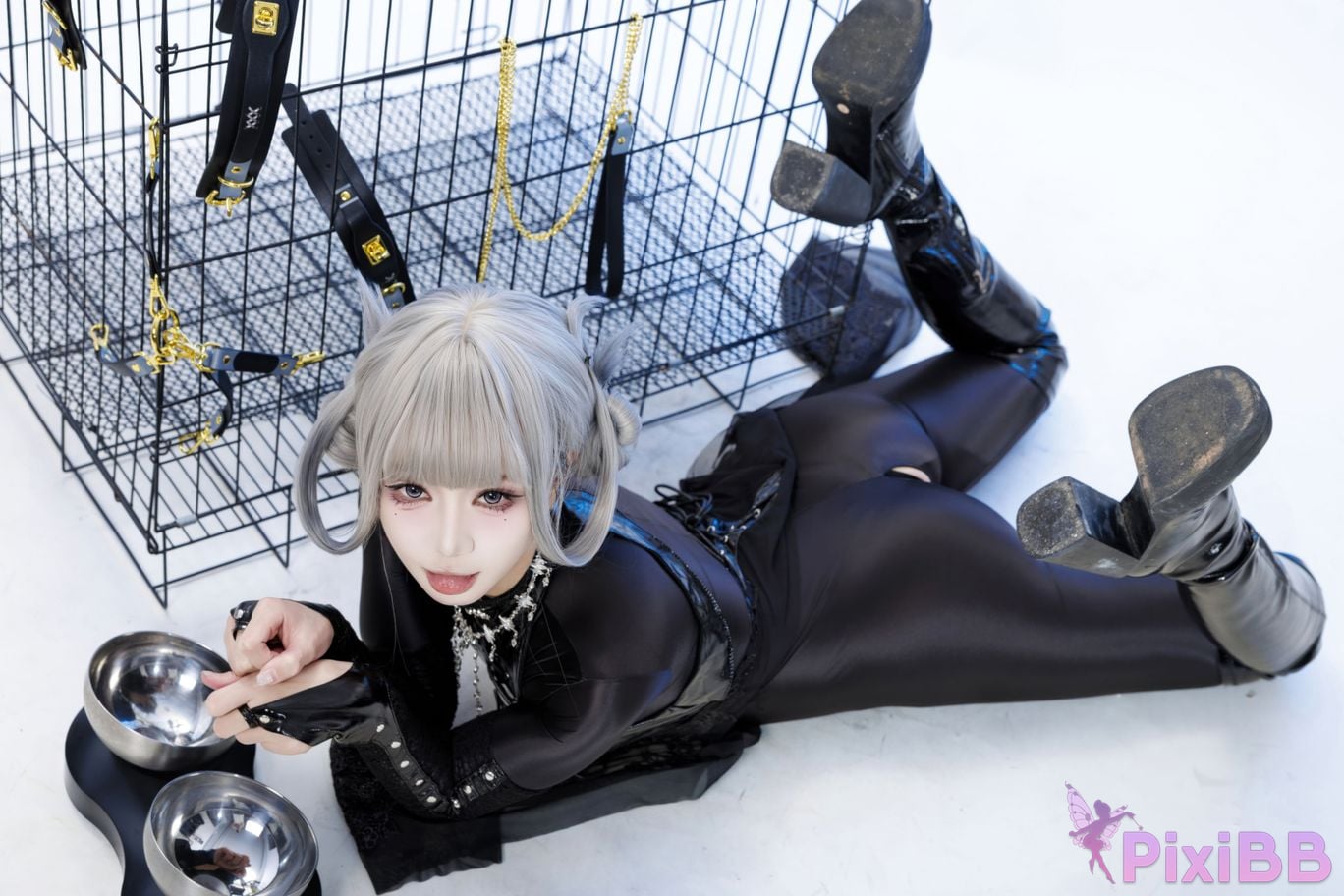 Cosplayer Qiqi be good Black smoke cheongsam PixiBB.COM 046