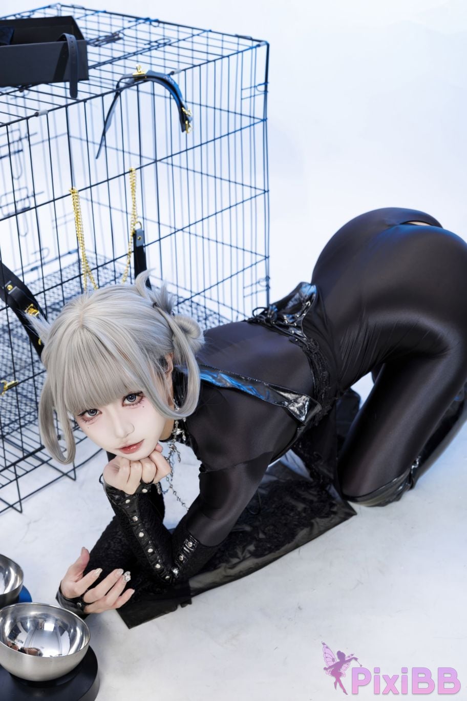 Cosplayer Qiqi be good Black smoke cheongsam PixiBB.COM 049