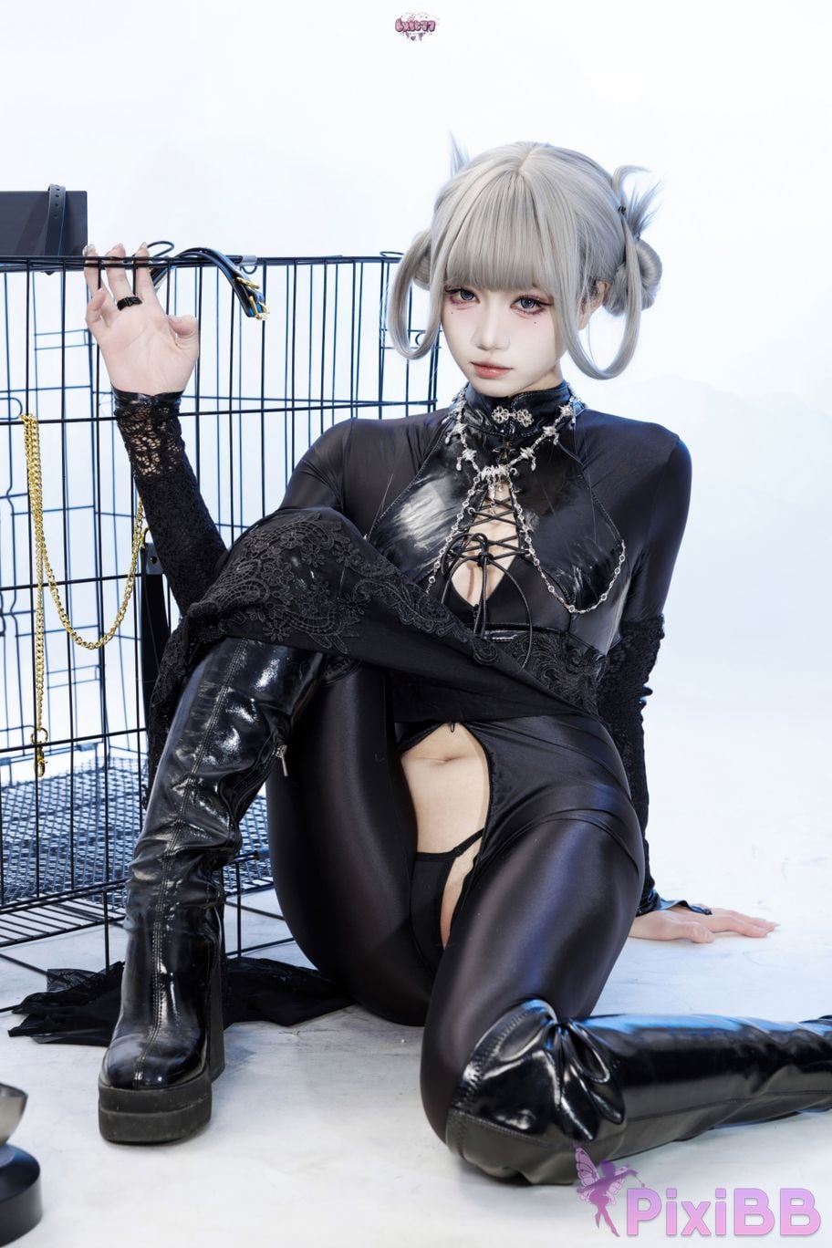 Cosplayer Qiqi be good Black smoke cheongsam PixiBB.COM 053