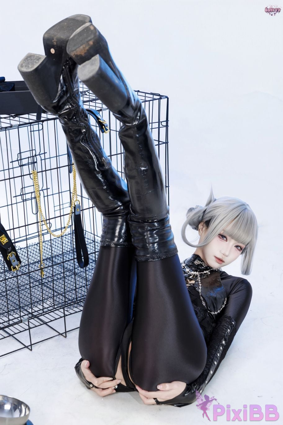 Cosplayer Qiqi be good Black smoke cheongsam PixiBB.COM 056