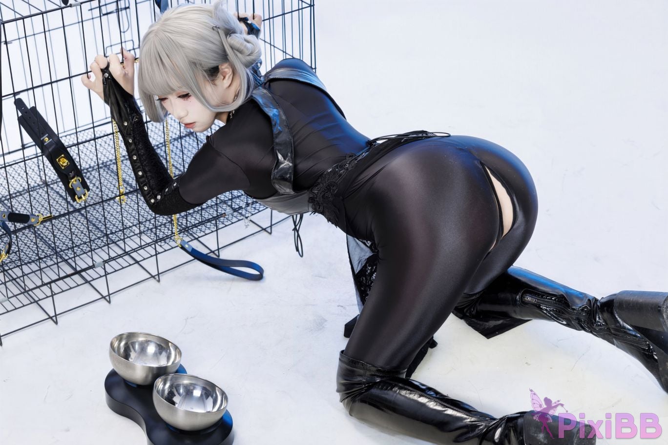 Cosplayer Qiqi be good Black smoke cheongsam PixiBB.COM 057