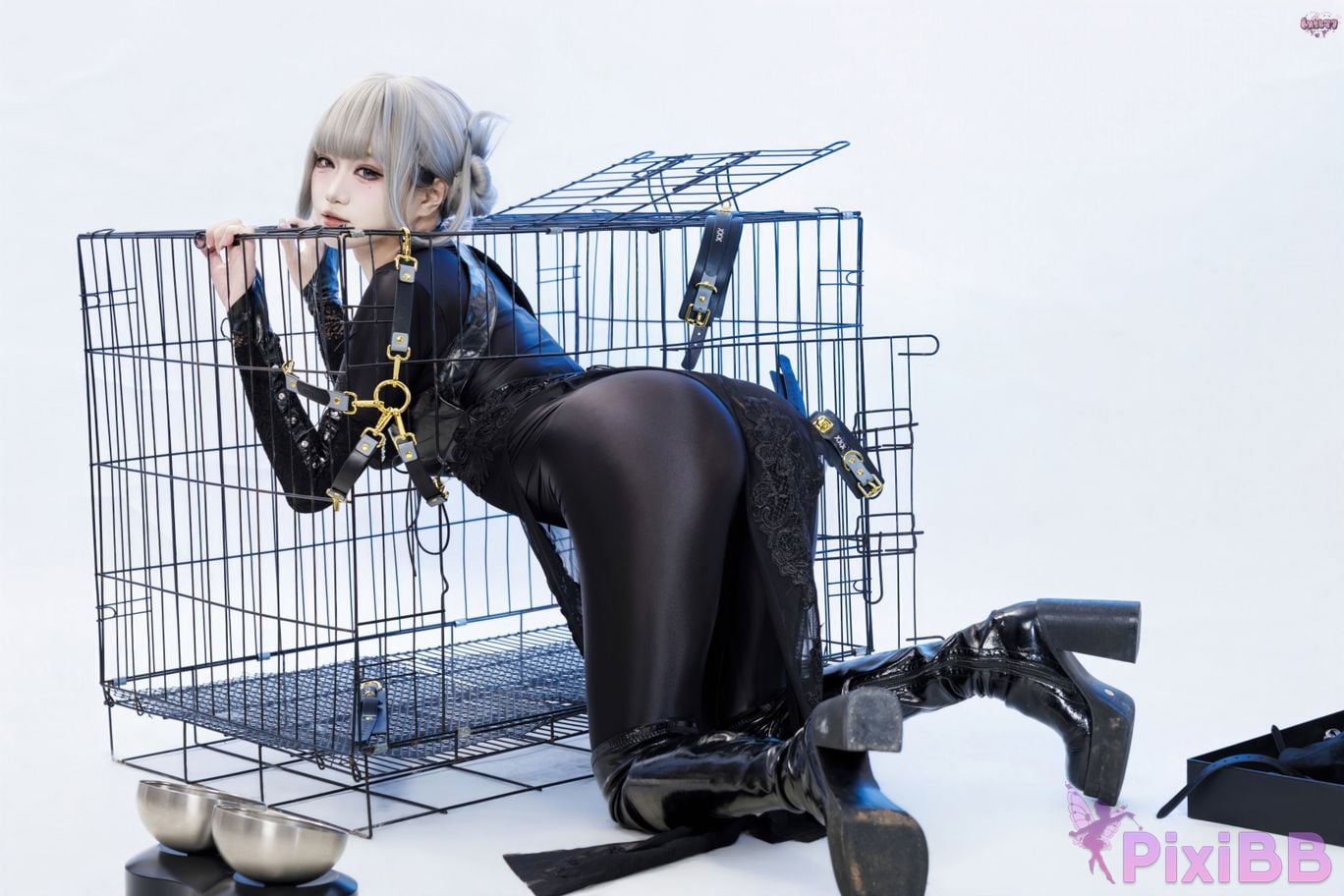 Cosplayer Qiqi be good Black smoke cheongsam PixiBB.COM 059