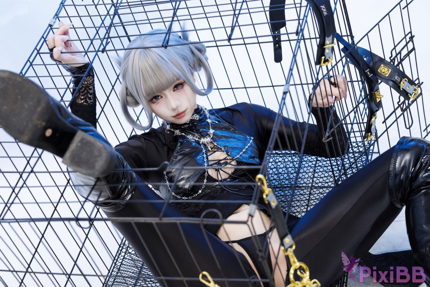 Cosplayer Qiqi be good Black smoke cheongsam PixiBB.COM 064