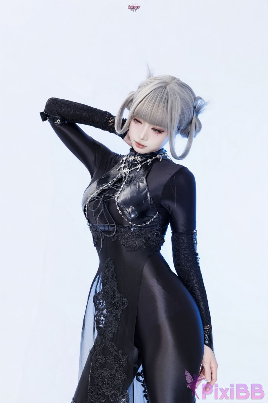 Cosplayer Qiqi be good Black smoke cheongsam PixiBB.COM 065
