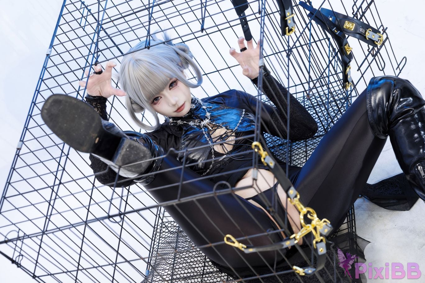 Cosplayer Qiqi be good Black smoke cheongsam PixiBB.COM 066