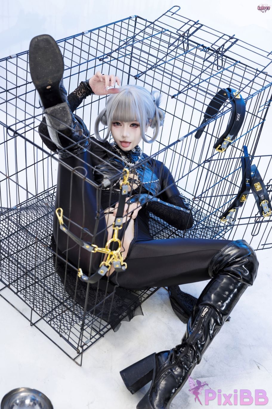 Cosplayer Qiqi be good Black smoke cheongsam PixiBB.COM 067