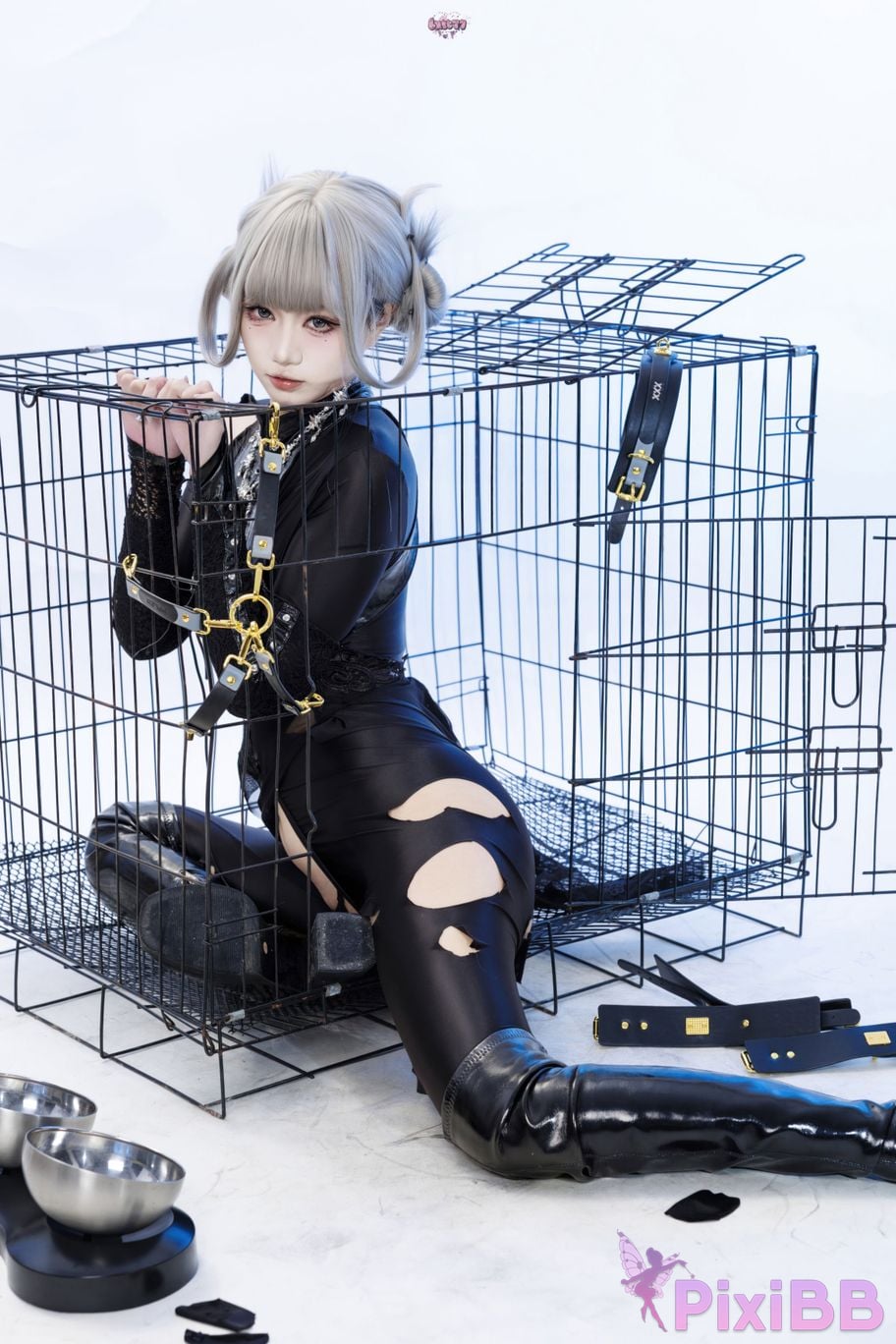 Cosplayer Qiqi be good Black smoke cheongsam PixiBB.COM 075