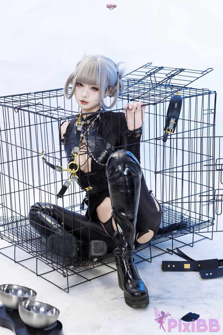 Cosplayer Qiqi be good Black smoke cheongsam PixiBB.COM 077