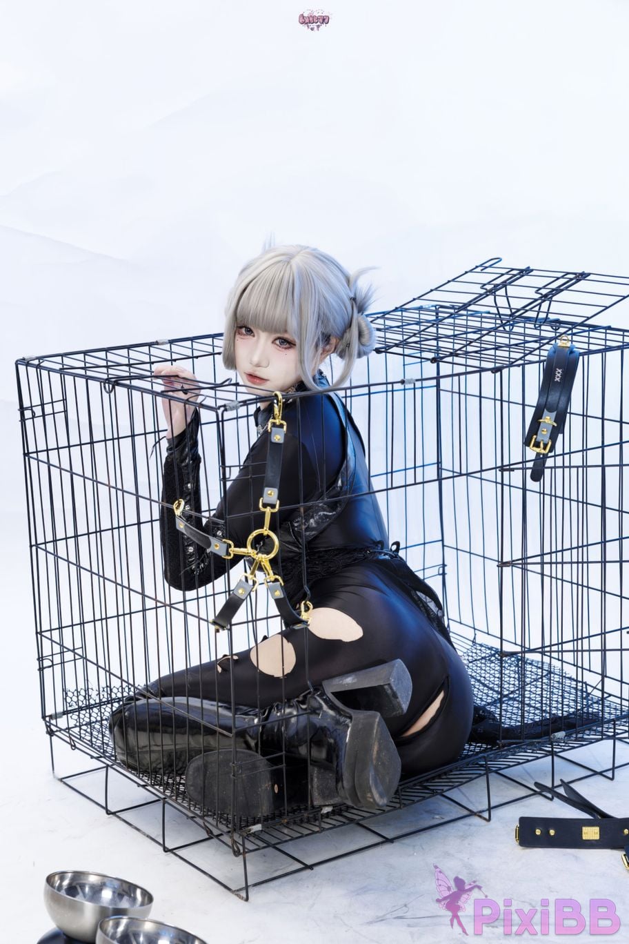 Cosplayer Qiqi be good Black smoke cheongsam PixiBB.COM 079
