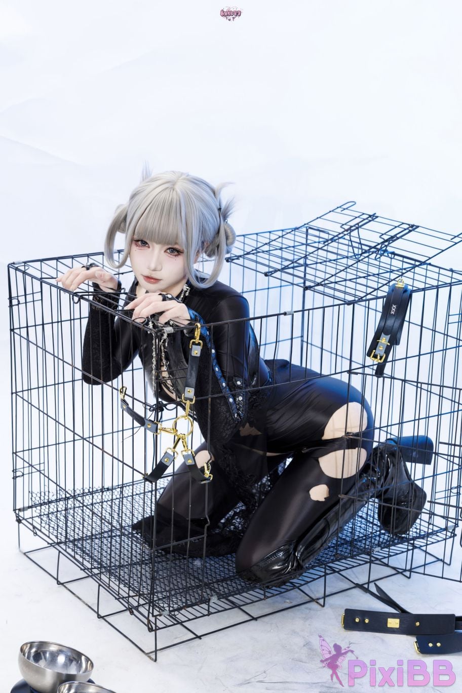 Cosplayer Qiqi be good Black smoke cheongsam PixiBB.COM 082