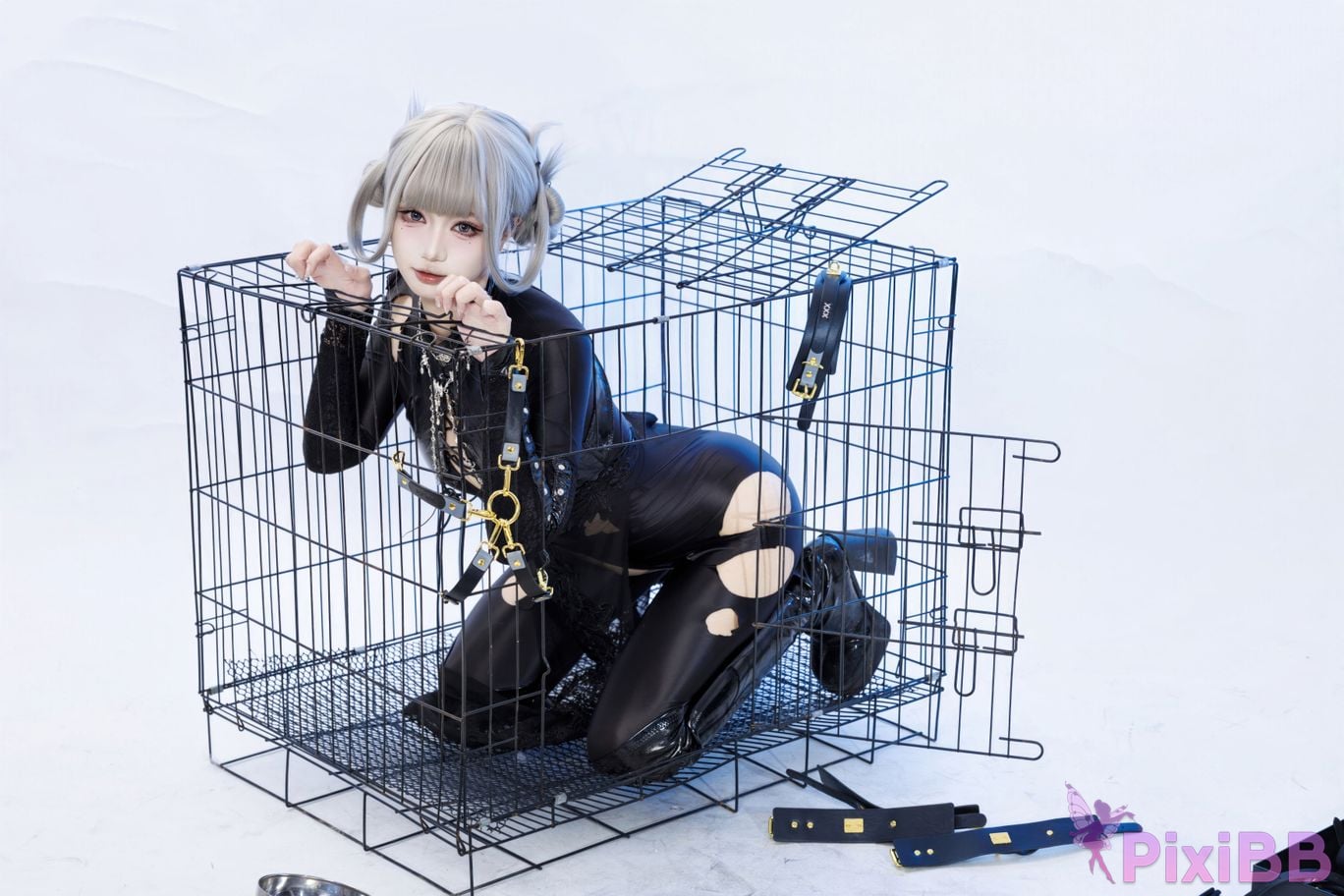 Cosplayer Qiqi be good Black smoke cheongsam PixiBB.COM 083