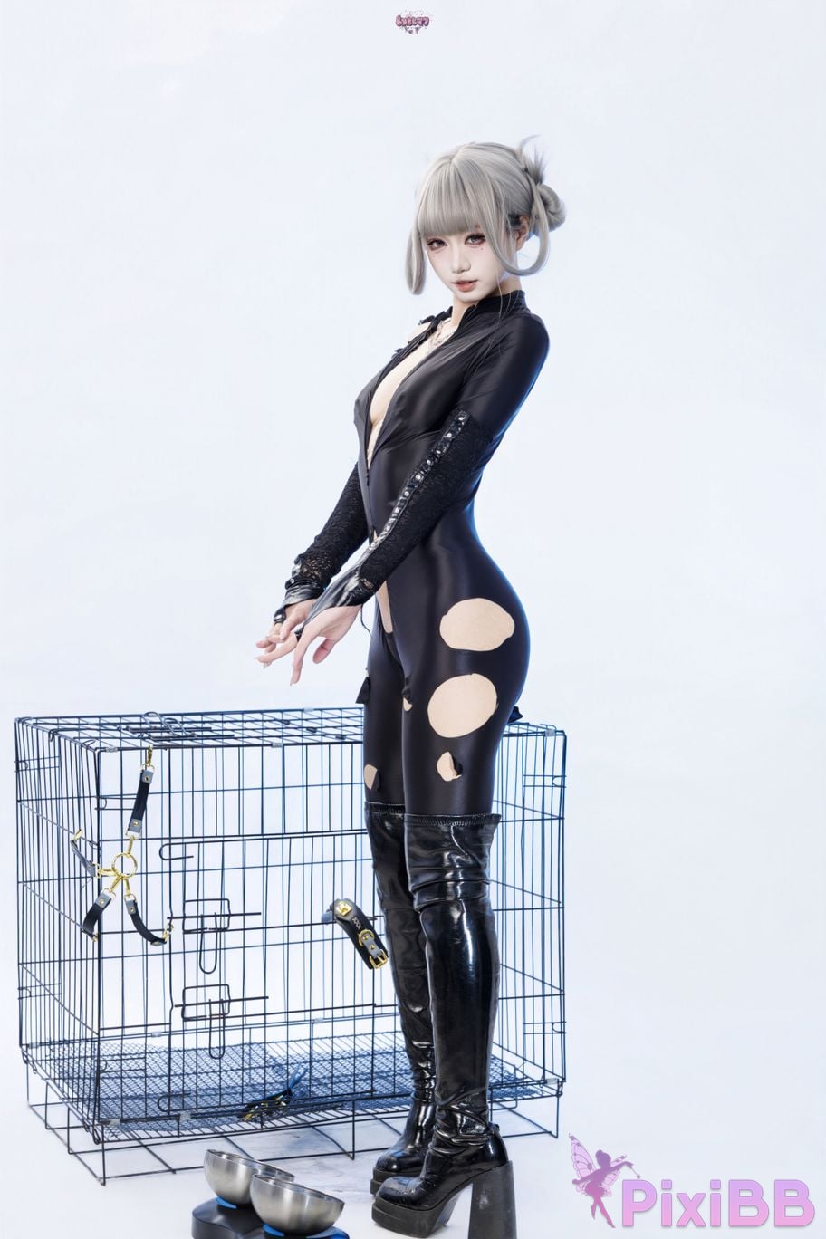 Cosplayer Qiqi be good Black smoke cheongsam PixiBB.COM 091