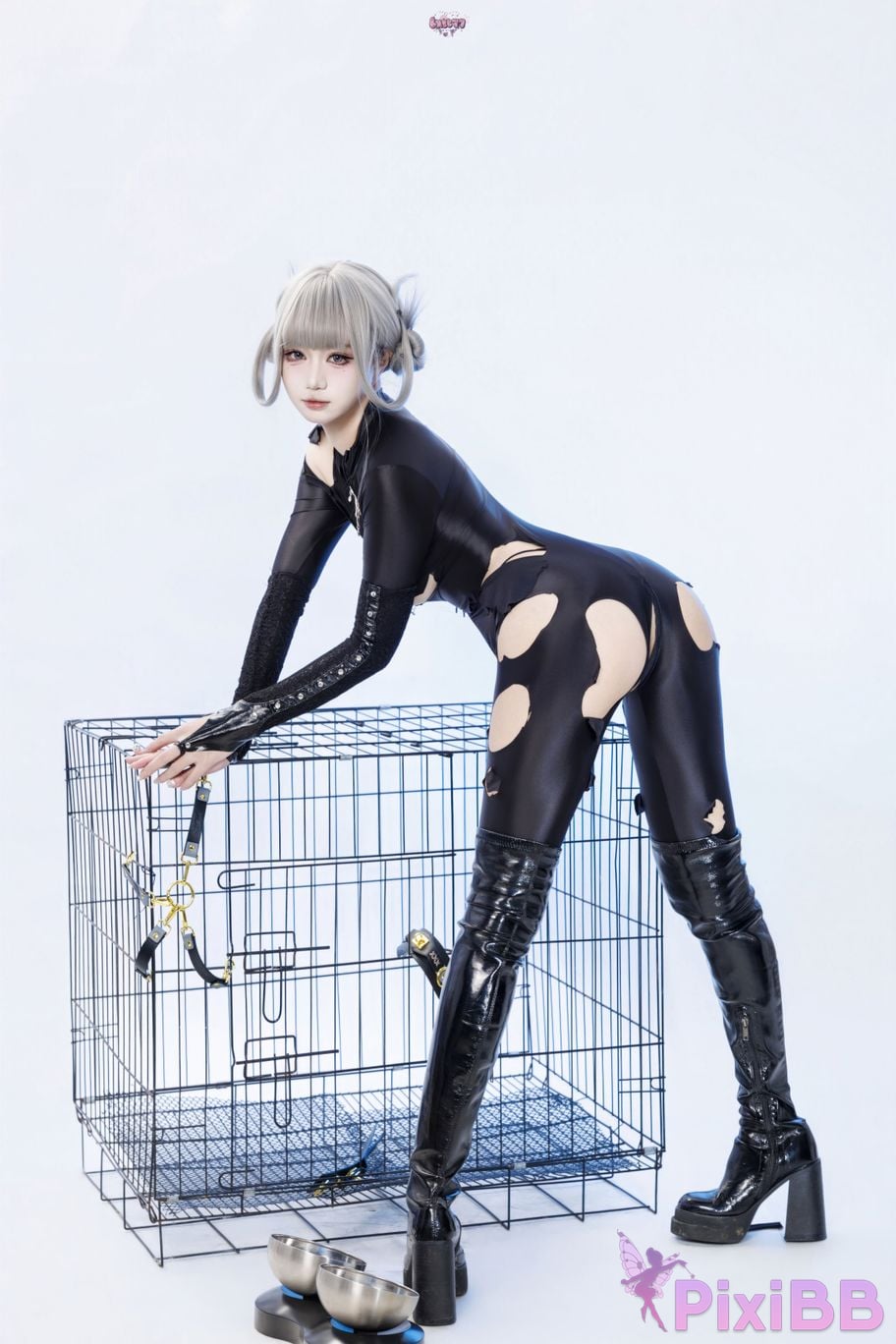 Cosplayer Qiqi be good Black smoke cheongsam PixiBB.COM 094
