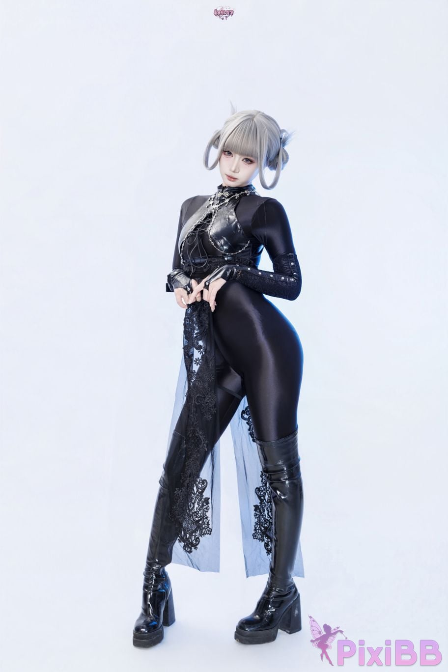 Cosplayer Qiqi be good Black smoke cheongsam PixiBB.COM 098