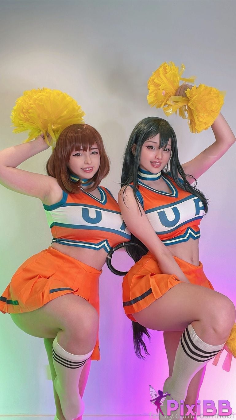 Hidori Rose & Yoshinobi Tsuyu Asui & Ochako Uraraka (Cheerleader) PixiBB.COM 11