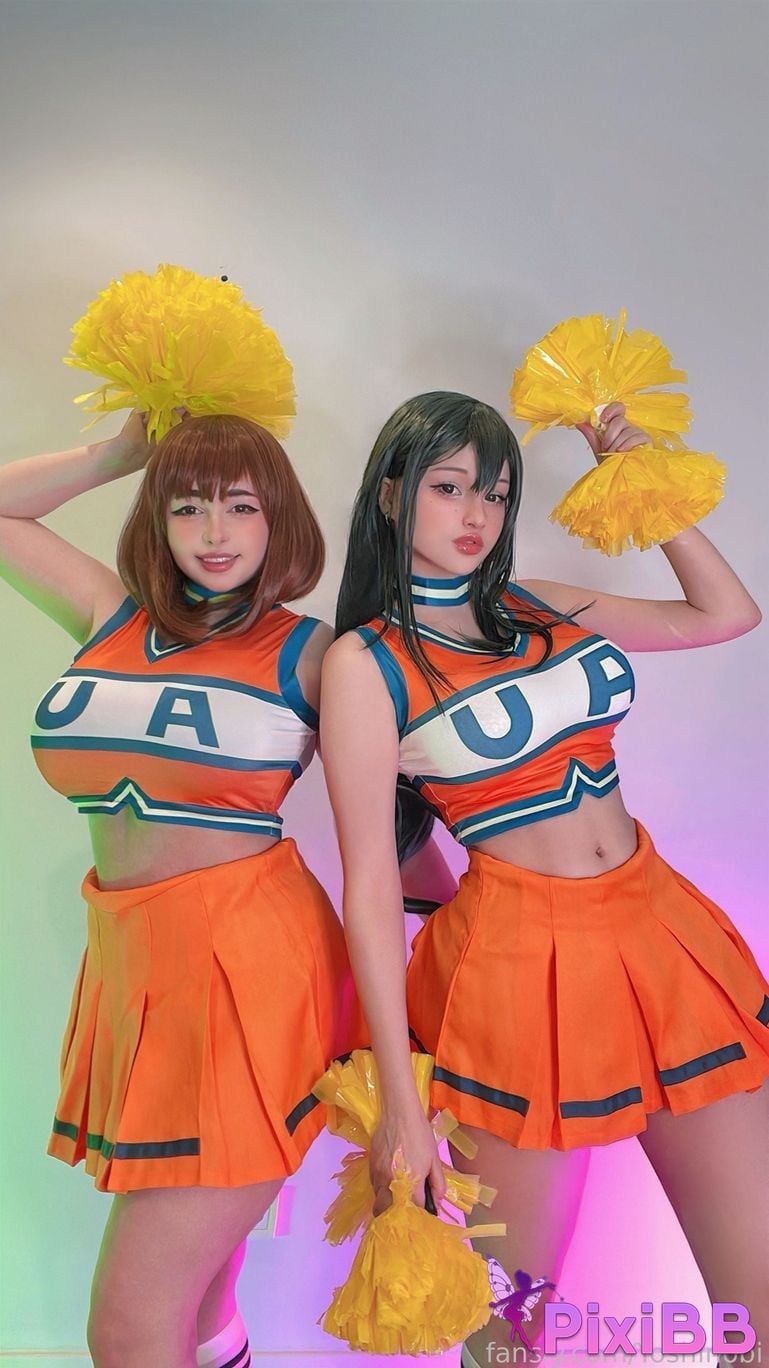 Hidori Rose & Yoshinobi Tsuyu Asui & Ochako Uraraka (Cheerleader) PixiBB.COM 22