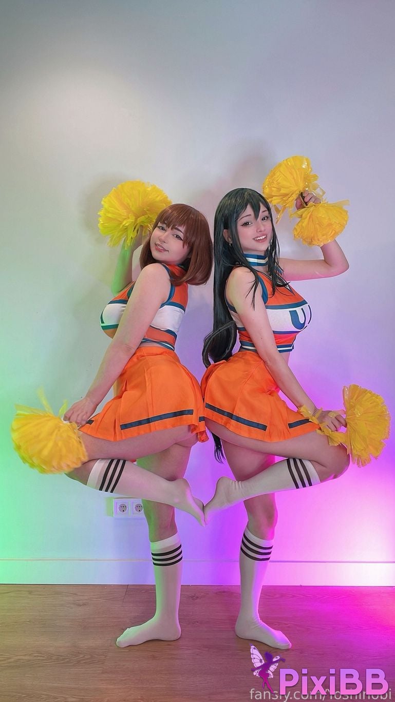 Hidori Rose & Yoshinobi Tsuyu Asui & Ochako Uraraka (Cheerleader) PixiBB.COM 23