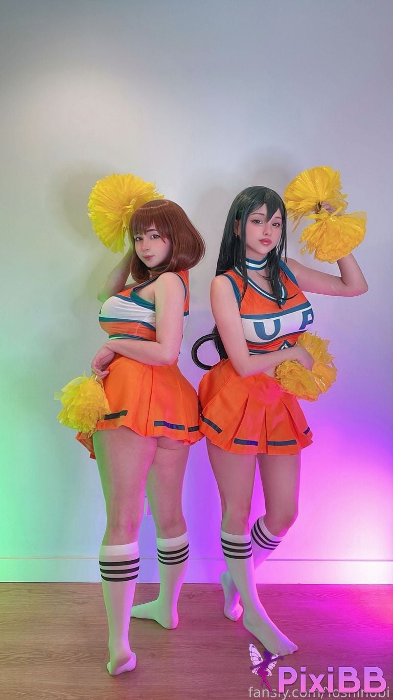 Hidori Rose & Yoshinobi Tsuyu Asui & Ochako Uraraka (Cheerleader) PixiBB.COM 24
