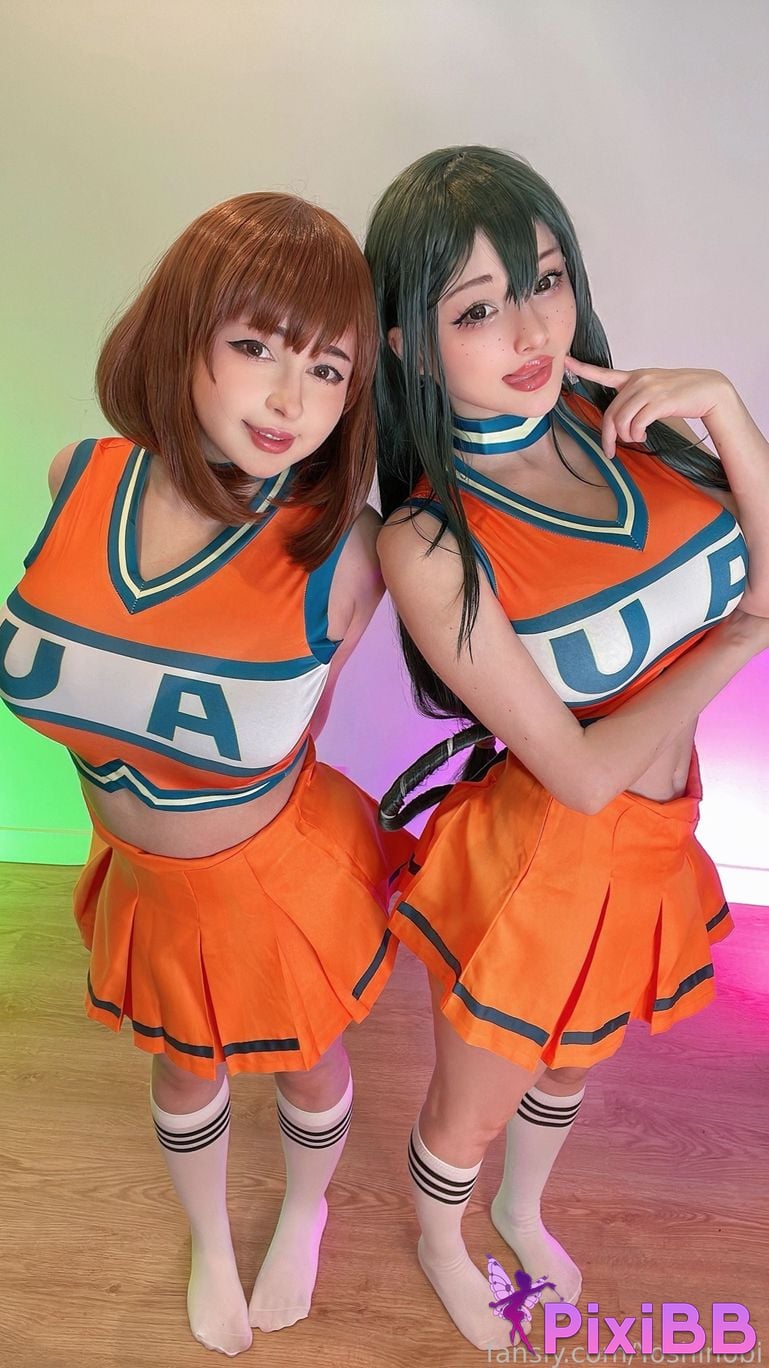 Hidori Rose & Yoshinobi Tsuyu Asui & Ochako Uraraka (Cheerleader) PixiBB.COM 25