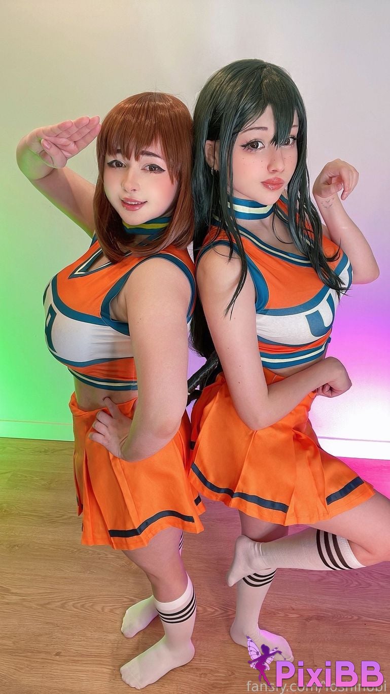Hidori Rose & Yoshinobi Tsuyu Asui & Ochako Uraraka (Cheerleader) PixiBB.COM 26