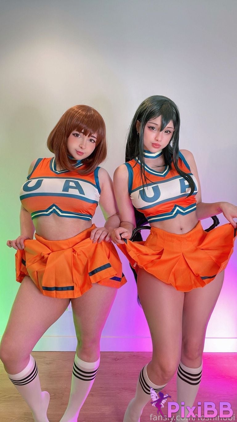 Hidori Rose & Yoshinobi Tsuyu Asui & Ochako Uraraka (Cheerleader) PixiBB.COM 28