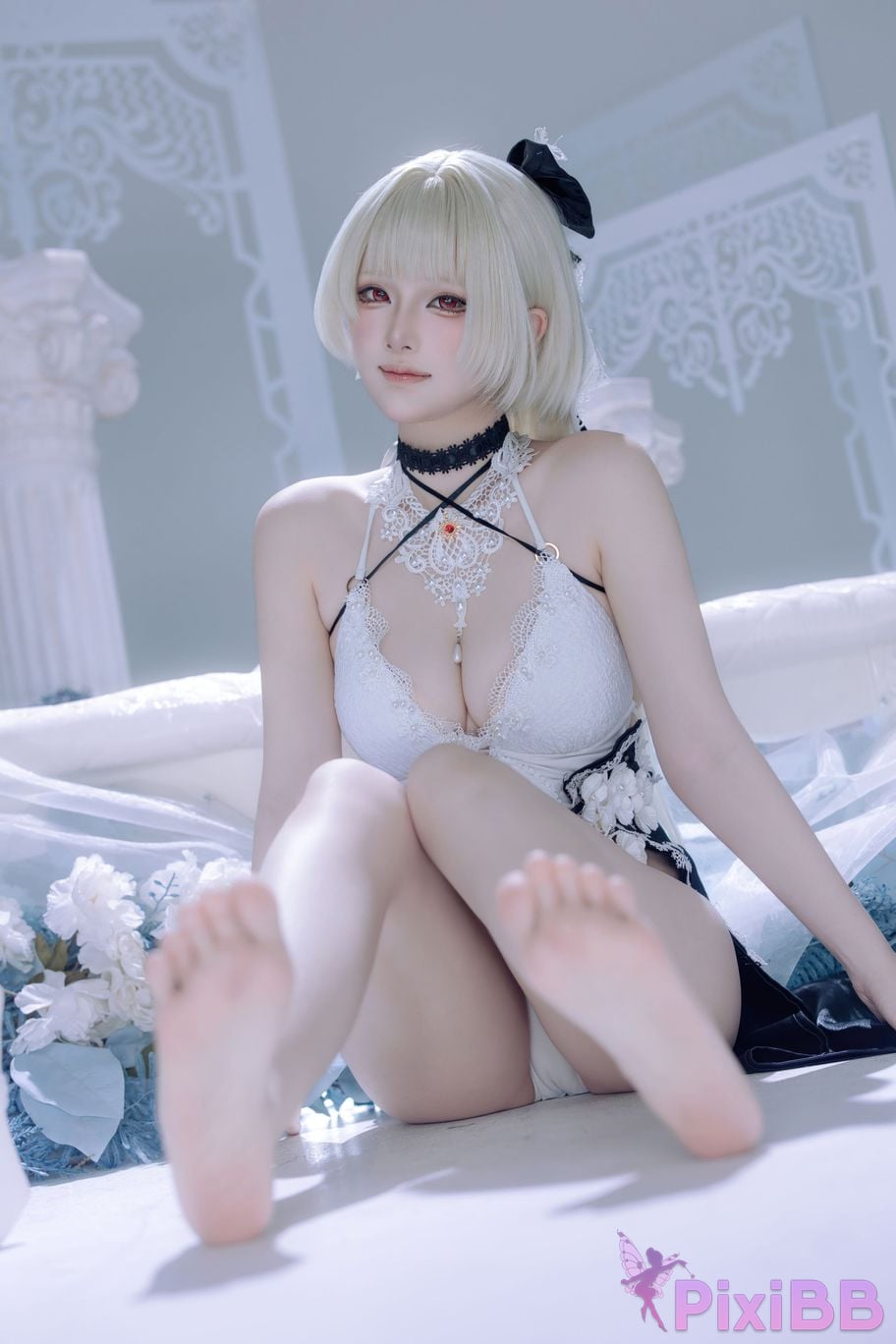 Cosplayer Island fish azur lane Awesome fan dress PixiBB.COM 054