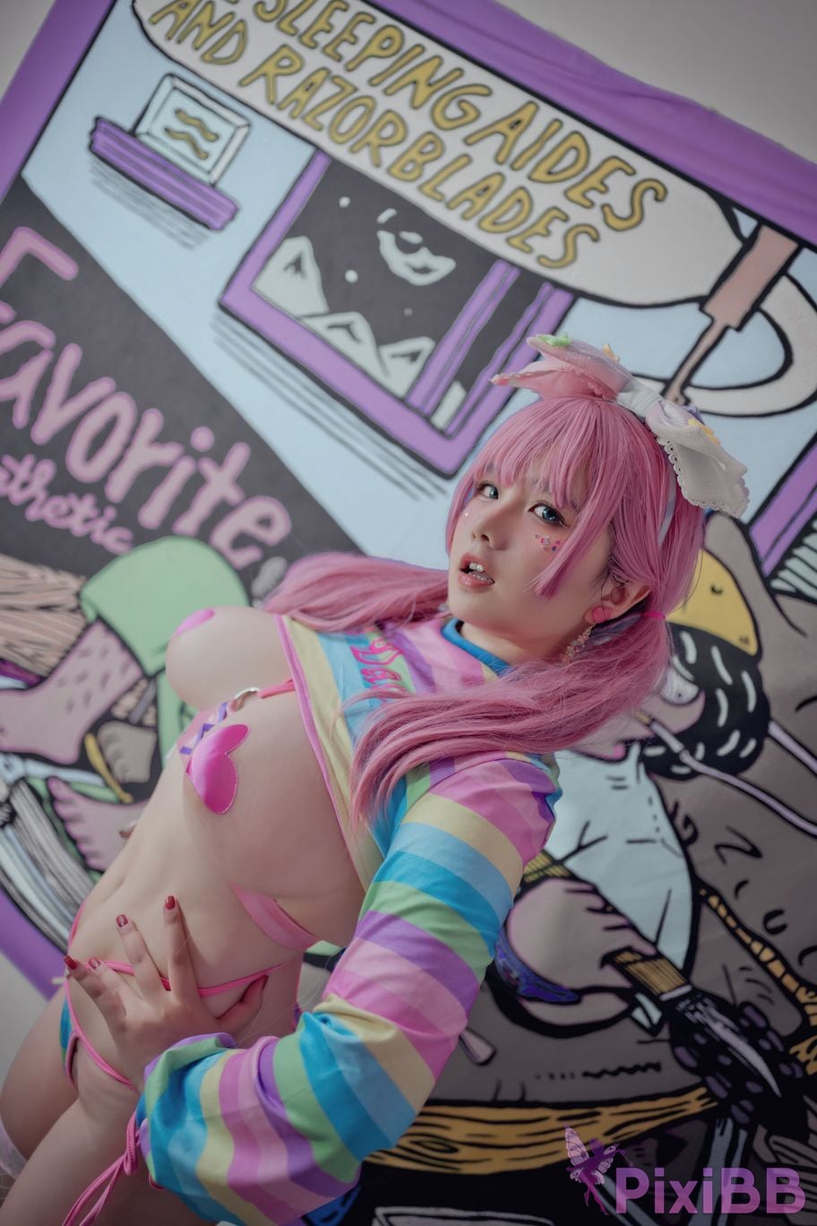 Coser Ah Ban is very happy today Pink double ponytail PixiBB.COM 003