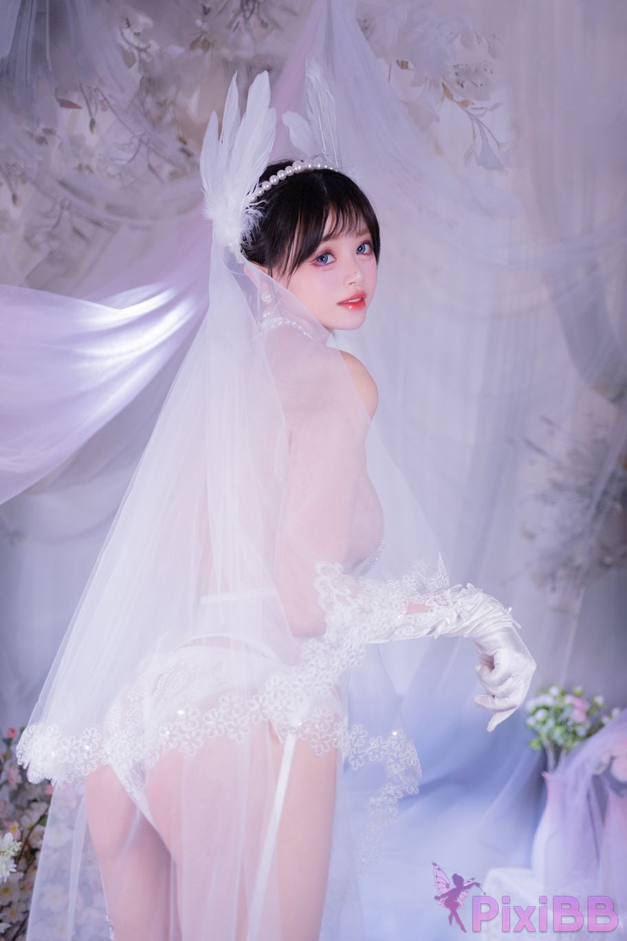 Cosplayer Xing Dai Lu White silk wedding PixiBB.COM 003