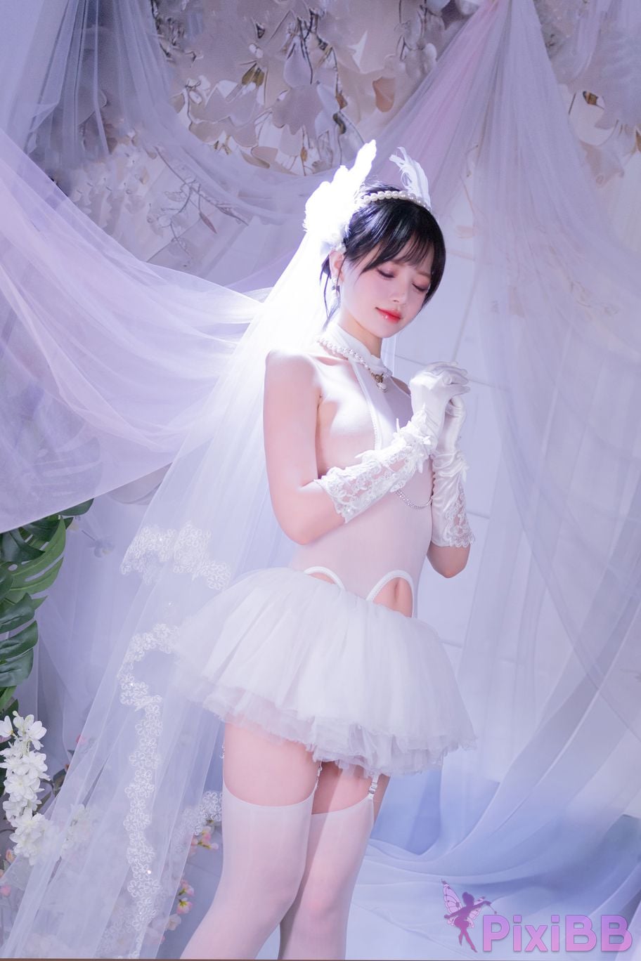 Cosplayer Xing Dai Lu White silk wedding PixiBB.COM 004