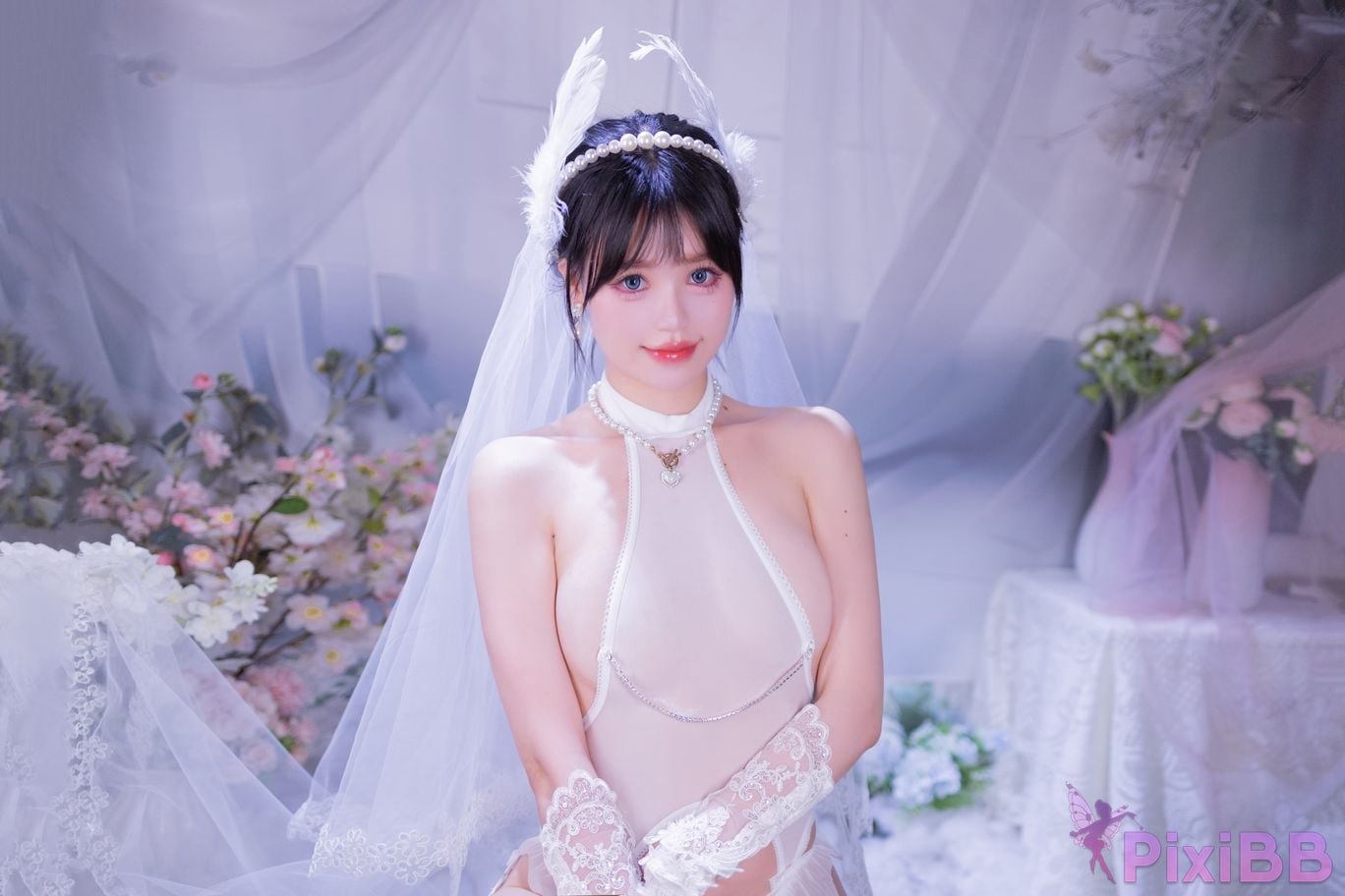 Cosplayer Xing Dai Lu White silk wedding PixiBB.COM 009