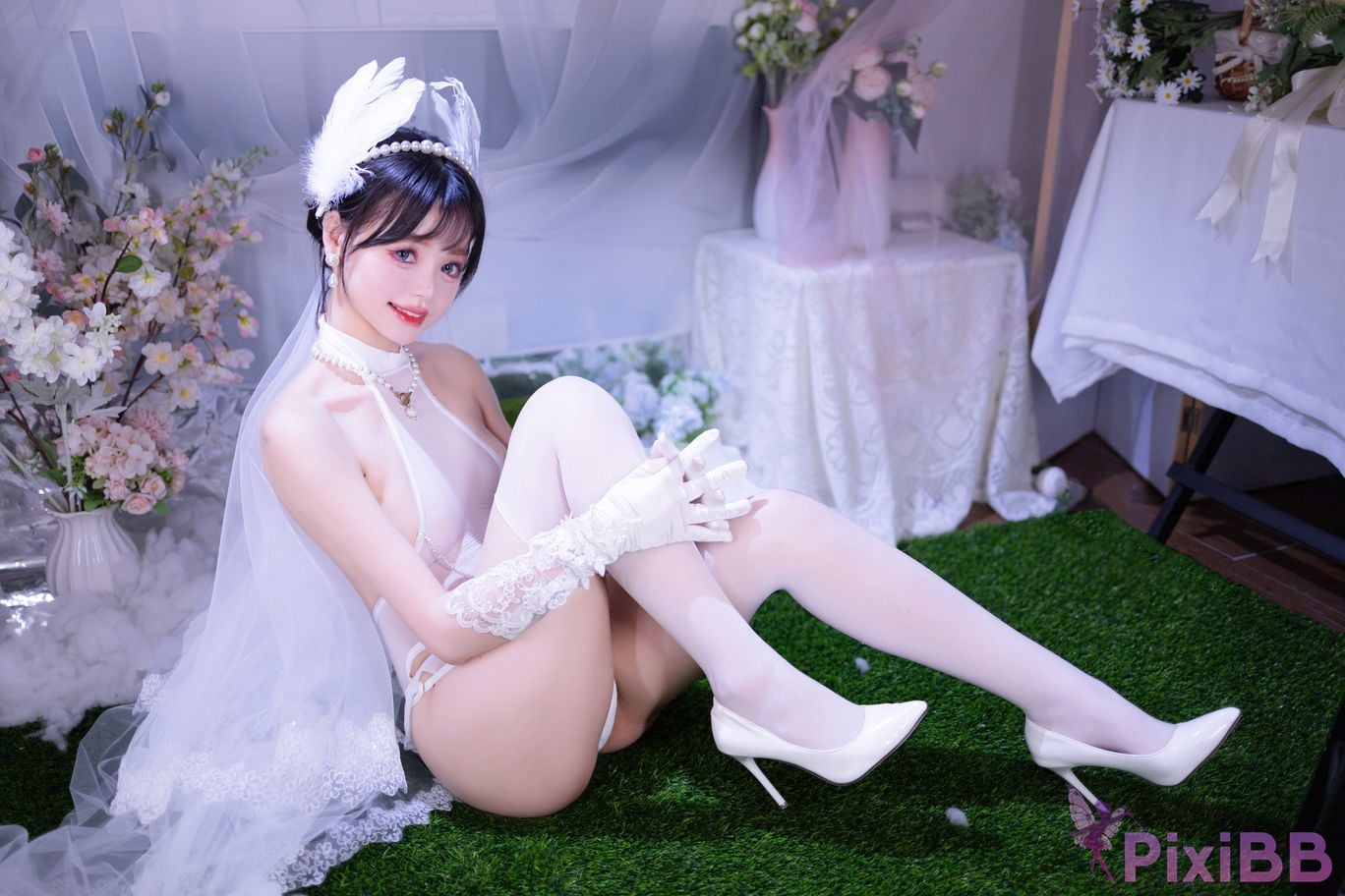 Cosplayer Xing Dai Lu White silk wedding PixiBB.COM 024