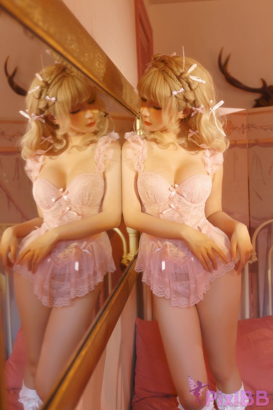 Cosplay chunmomo Blonde bow PixiBB.COM 009