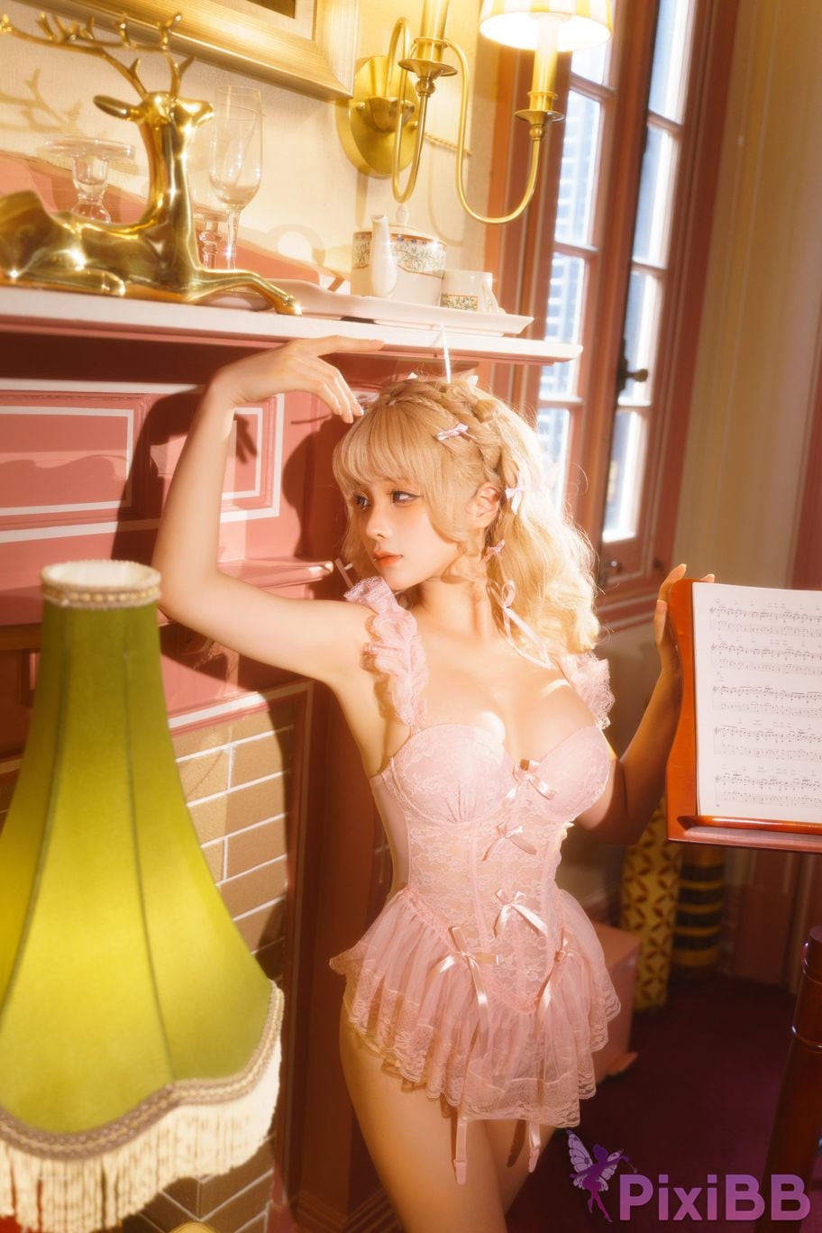 Cosplay chunmomo Blonde bow PixiBB.COM 038