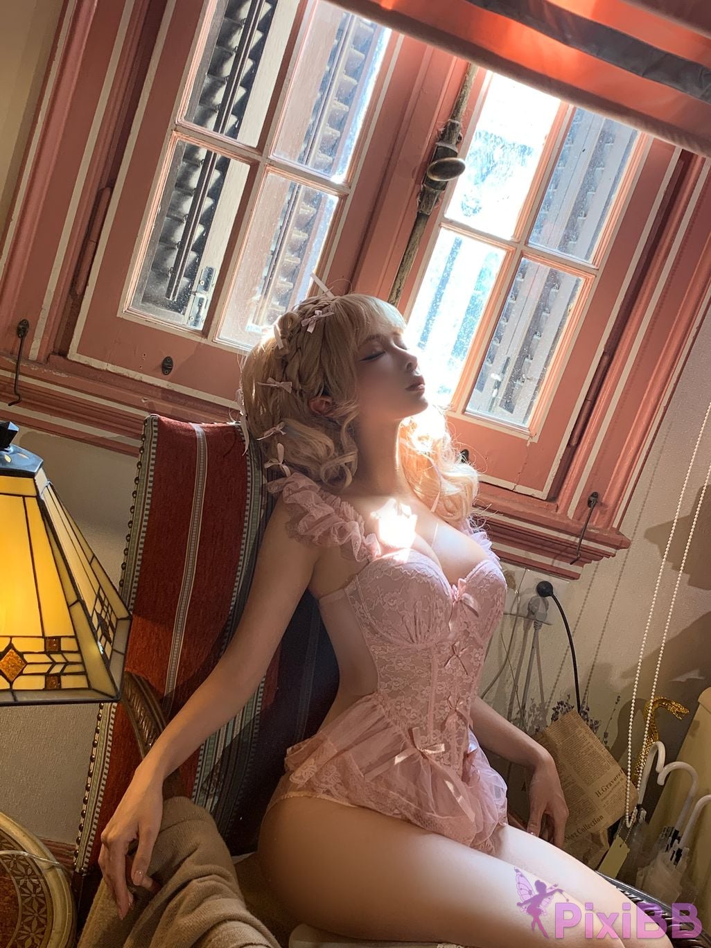 Cosplay chunmomo Blonde bow PixiBB.COM 079