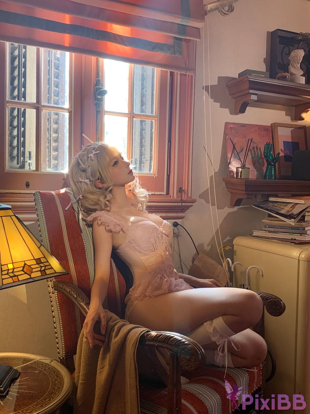 Cosplay chunmomo Blonde bow PixiBB.COM 080