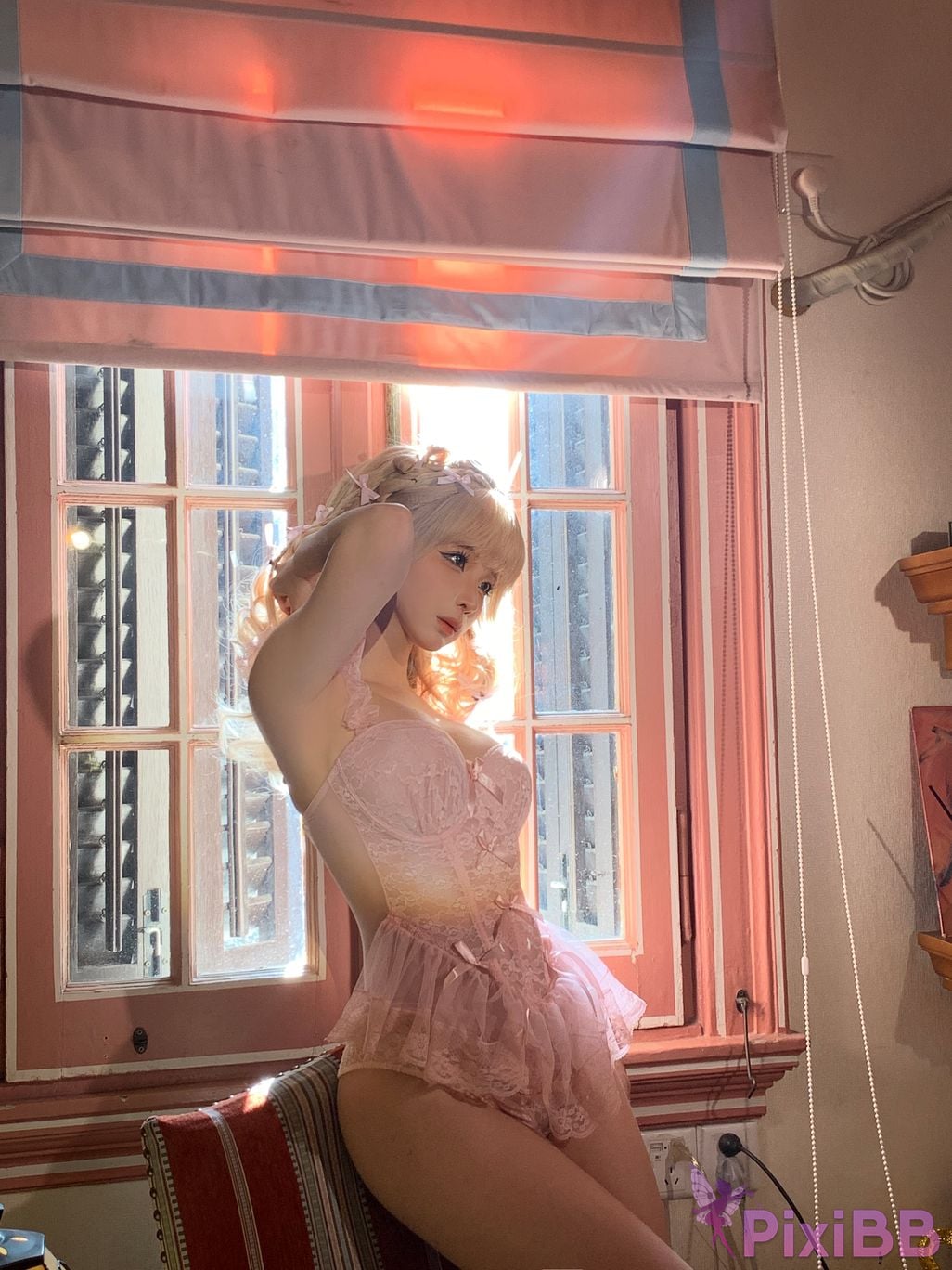 Cosplay chunmomo Blonde bow PixiBB.COM 082