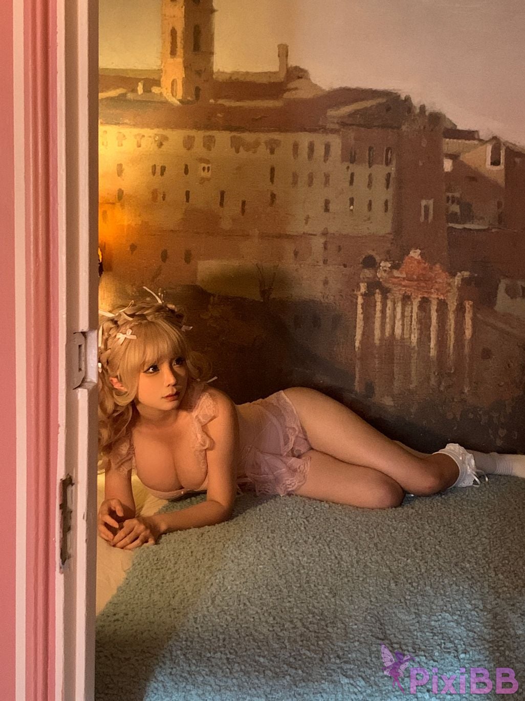 Cosplay chunmomo Blonde bow PixiBB.COM 094