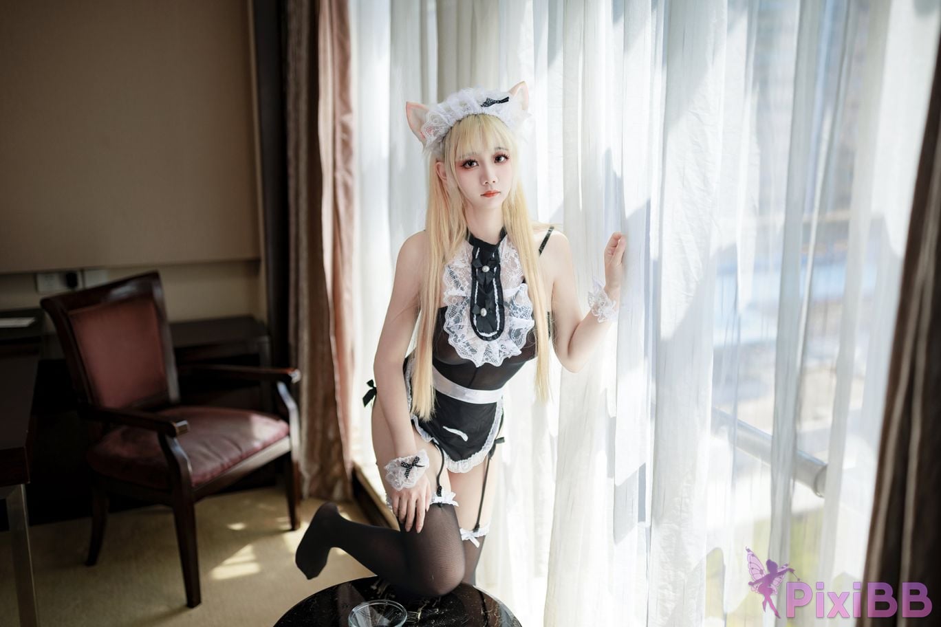 Cosplayer A Xuexue tulle maid PixiBB.COM 063