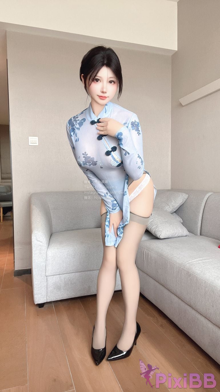 Cosplay Nyako Meow Self pick 31 Gray Silk Cheongsam PixiBB.COM 012