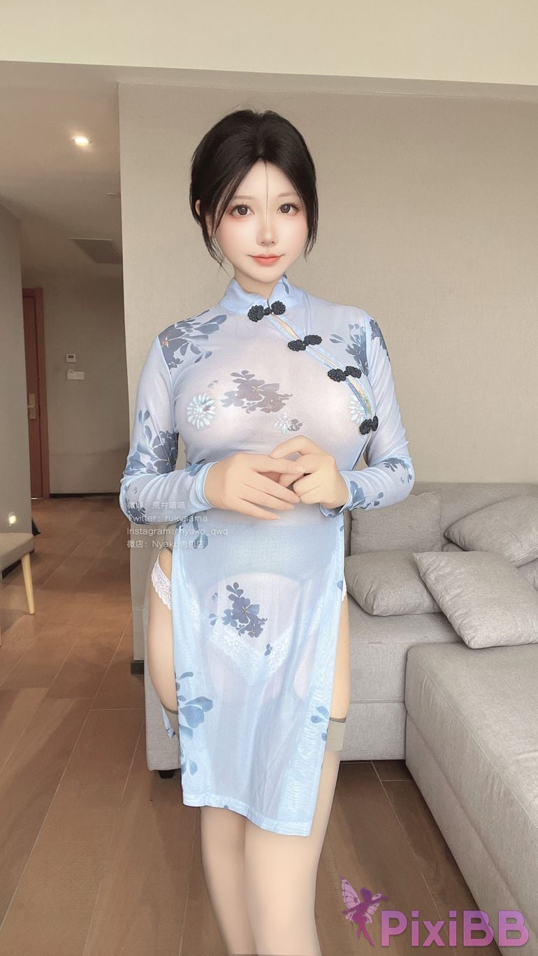 Cosplay Nyako Meow Self pick 31 Gray Silk Cheongsam PixiBB.COM 045