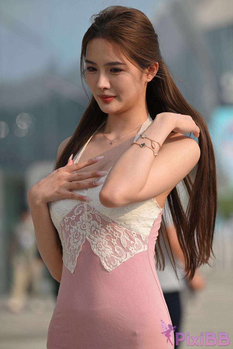 Featured Street Photography Works No.5418 Youthful and beautiful pink white skirt PixiBB.COM 039