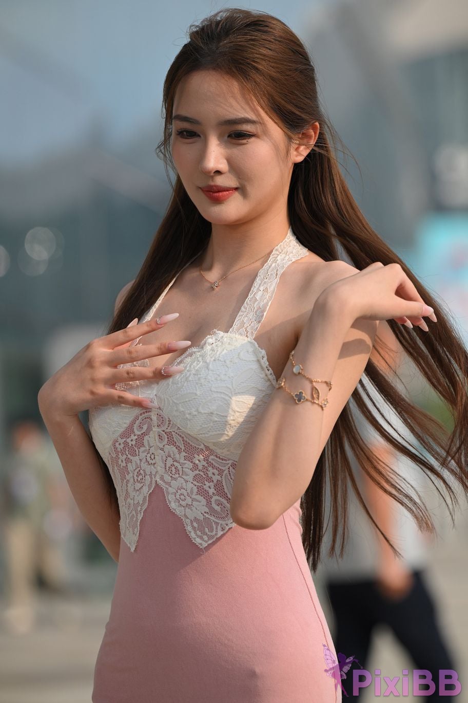 Featured Street Photography Works No.5418 Youthful and beautiful pink white skirt PixiBB.COM 041