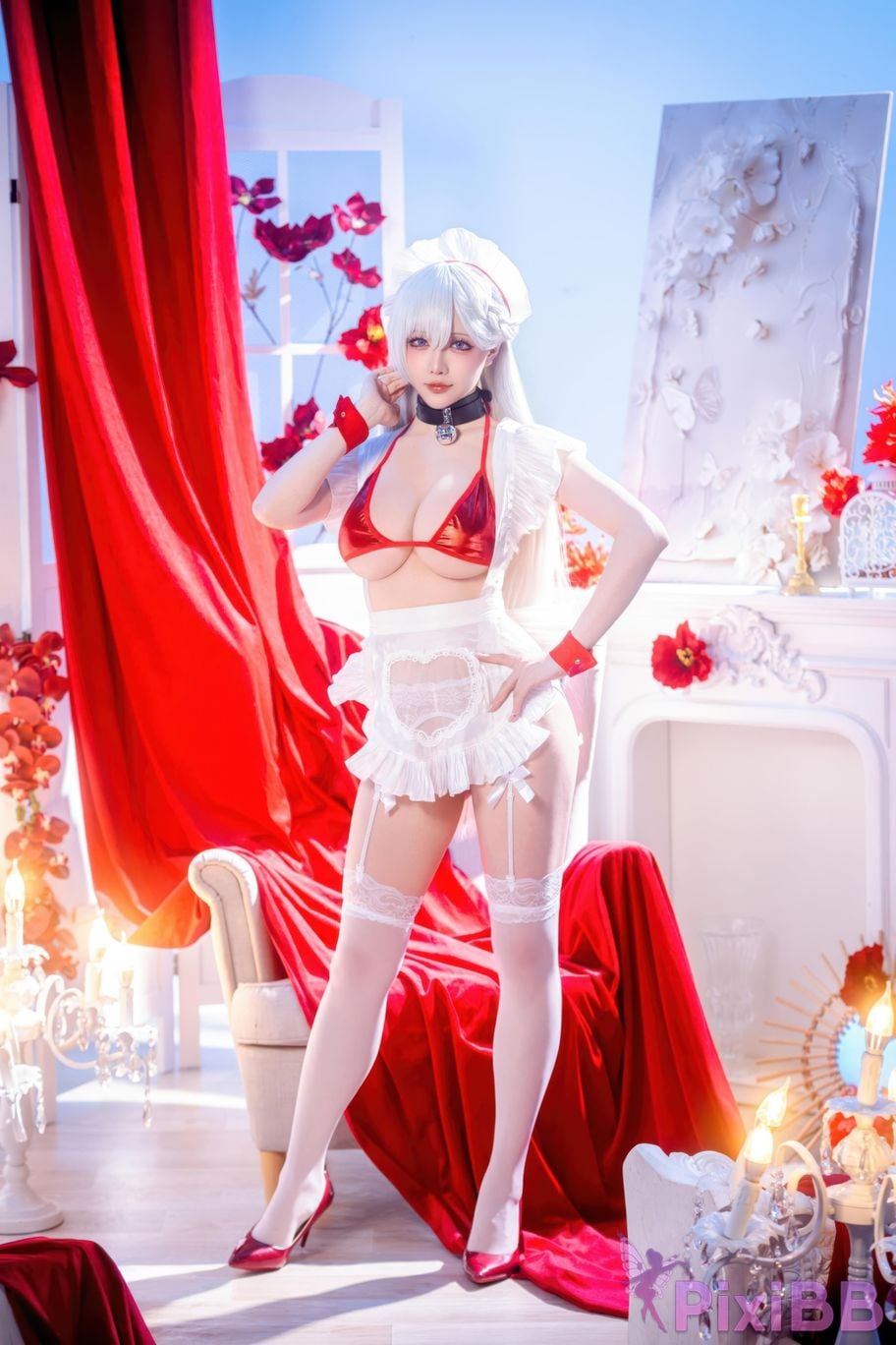 Cosplayer The star is late Hoshilily azur lane Belfast PixiBB.COM 002