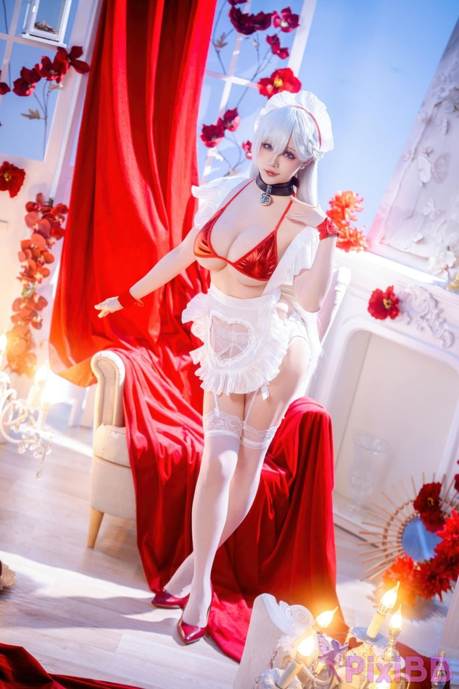 Cosplayer The star is late Hoshilily azur lane Belfast PixiBB.COM 003