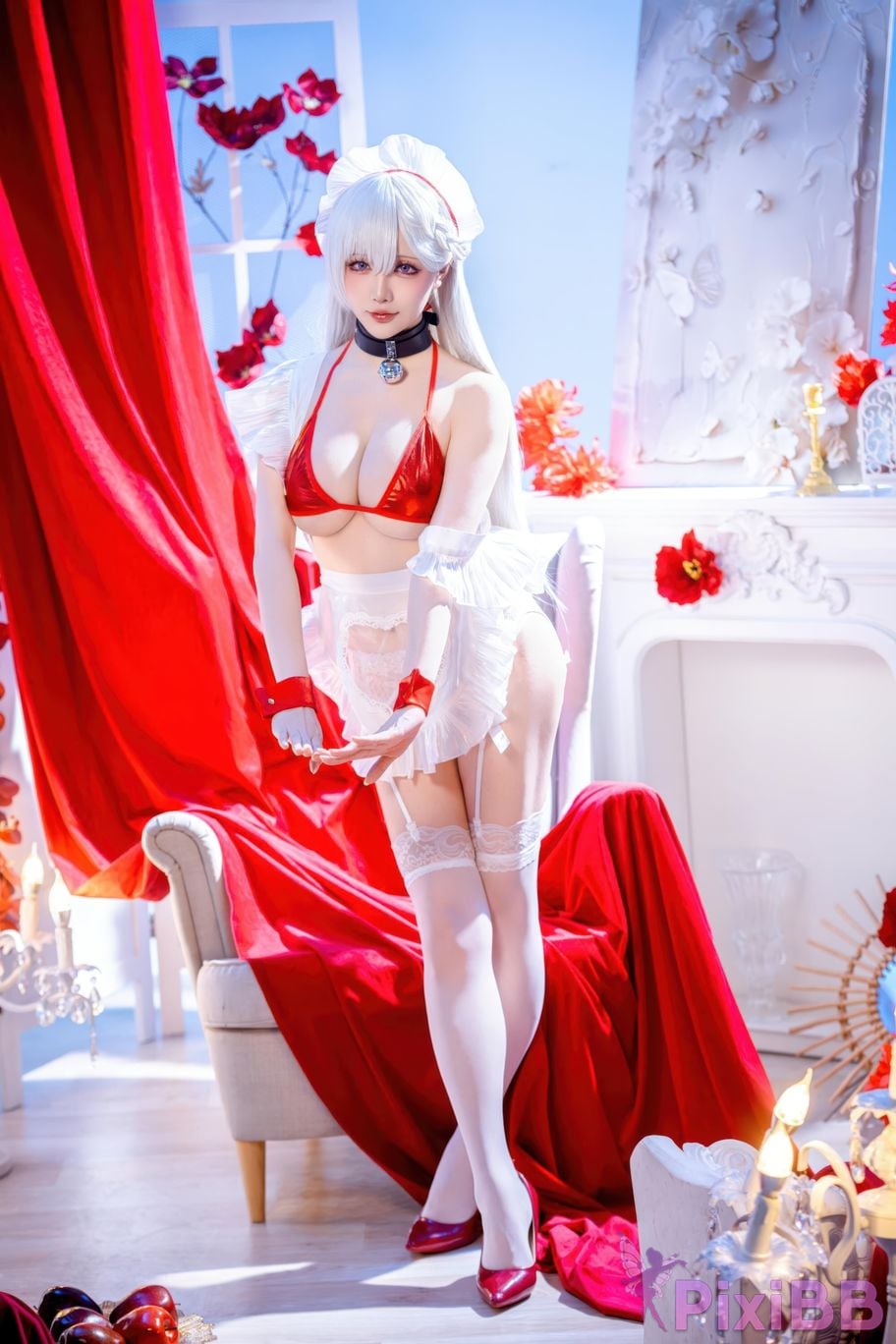 Cosplayer The star is late Hoshilily azur lane Belfast PixiBB.COM 009