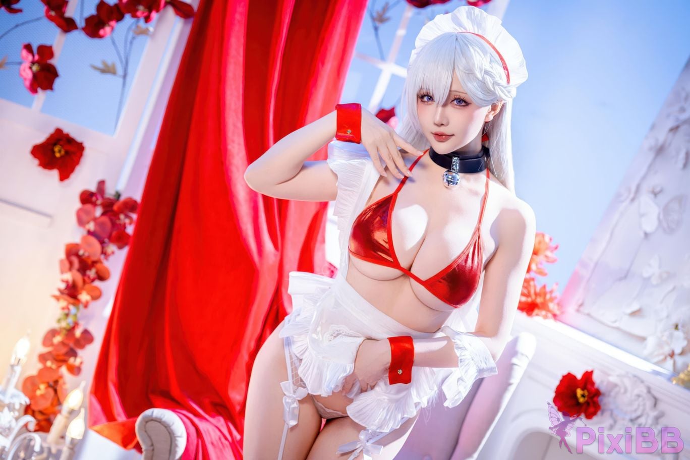 Cosplayer The star is late Hoshilily azur lane Belfast PixiBB.COM 011