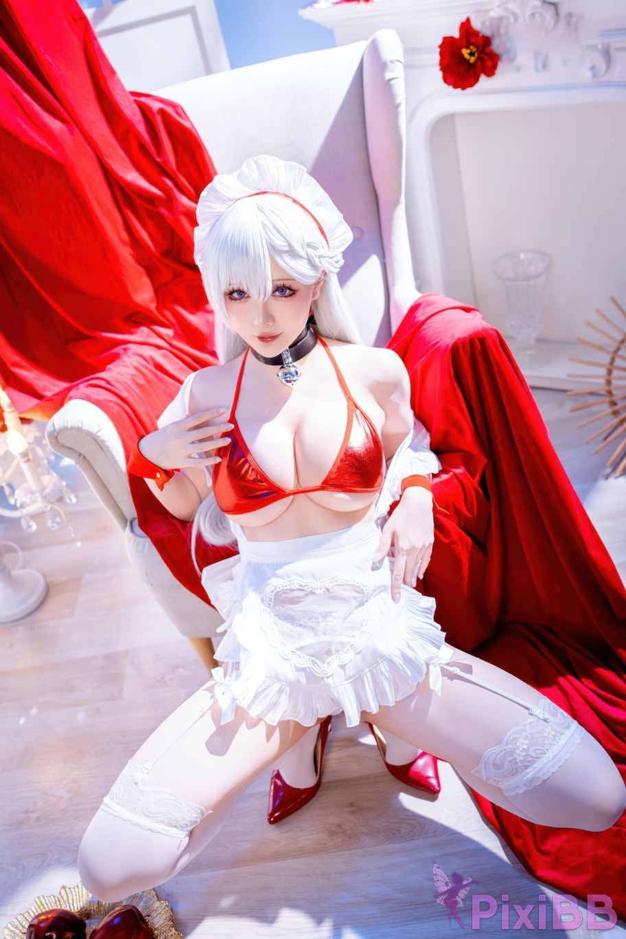 Cosplayer The star is late Hoshilily azur lane Belfast PixiBB.COM 014