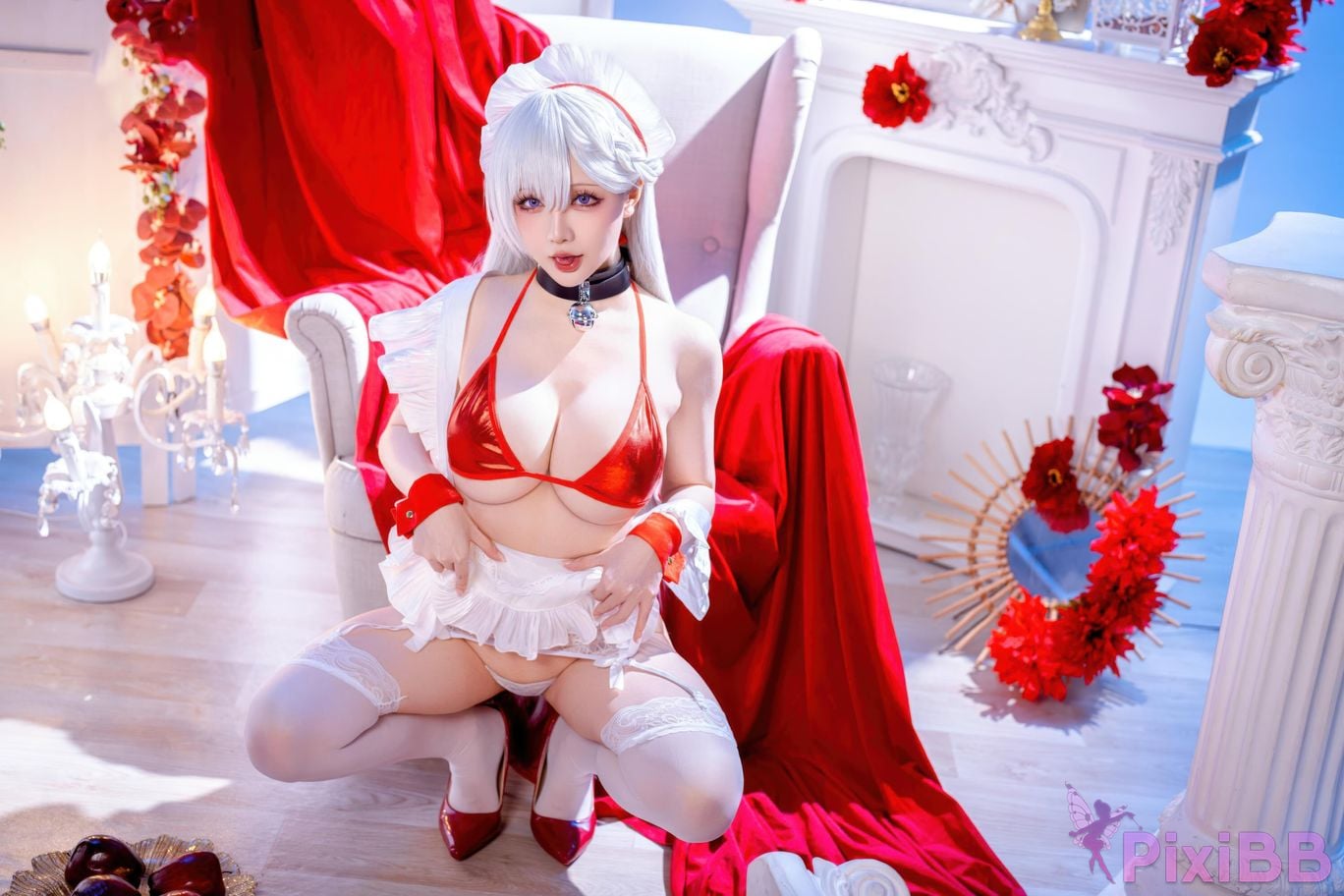 Cosplayer The star is late Hoshilily azur lane Belfast PixiBB.COM 016